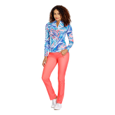 Fun in the Sun Collection: Emersyn Mykonos Fronds Quarter Zip Pull Over