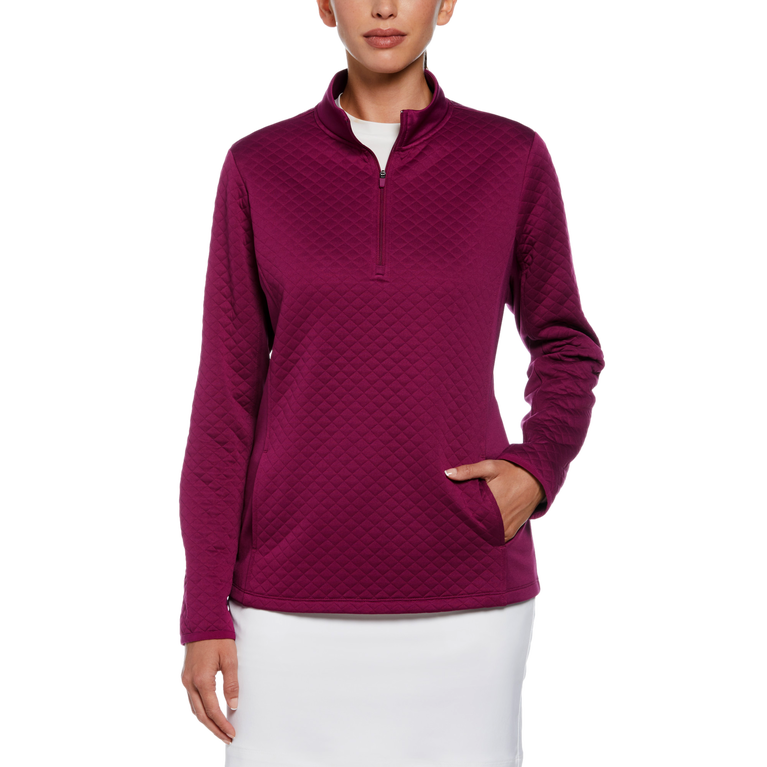 PGA TOUR Apparel Midweight Quilted Fleece Quarter Zip Pull Over PGA
