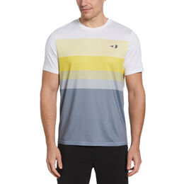 Multi-Line Panel Print Short Sleeve Men&#39;s Tennis Shirt