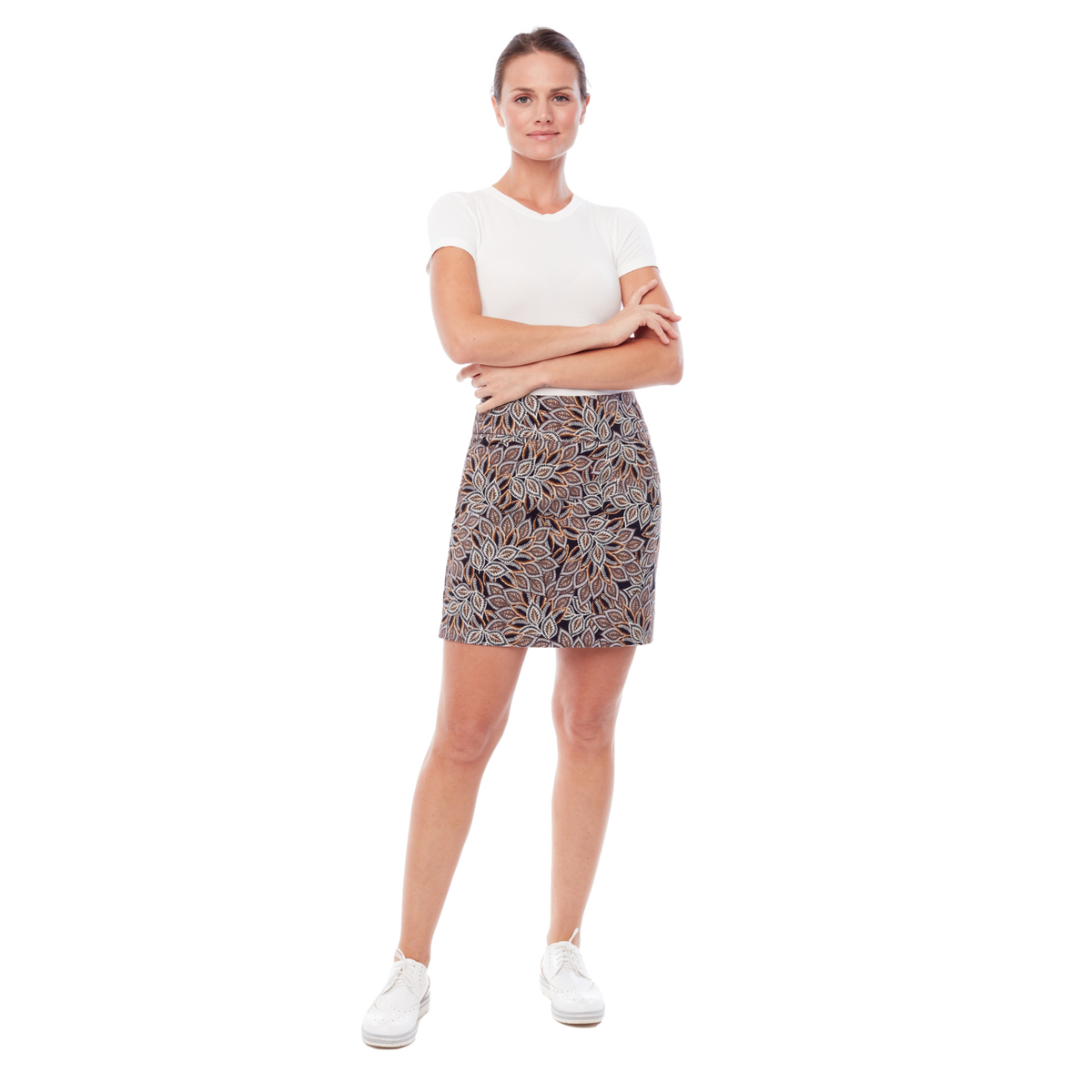 Swing Control PullOn Black Camel Floral 16" Skort PGA TOUR Superstore