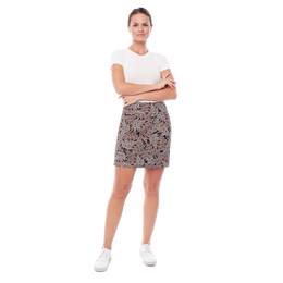 Pull-On Black Camel Floral 16&quot; Skort