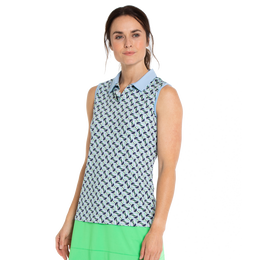 Fairway Drive Collection: Dazzle Print Sleeveless Polo Shirt