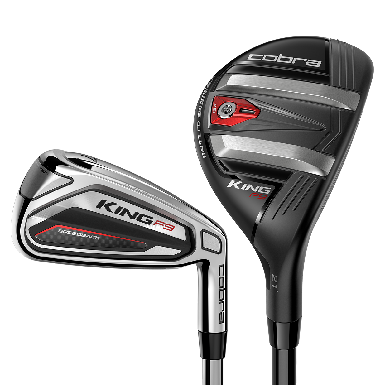 King F9 Silver/Black 5-Hybrid, 6-PW, GW Combo Set w/ Graphite Shafts