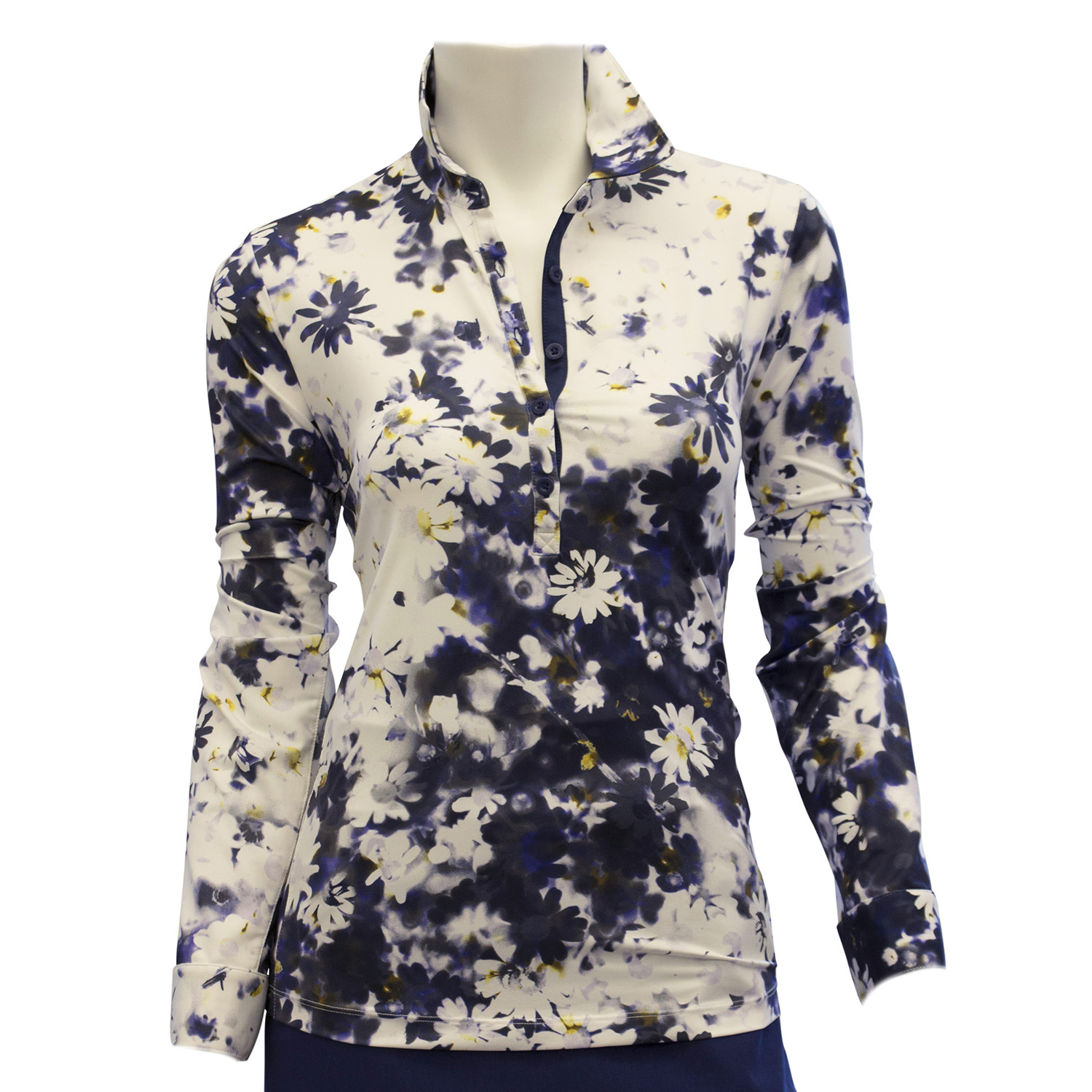Ep Pro Long Sleeve Blurred Daisy Print Polo Pga Tour Superstore