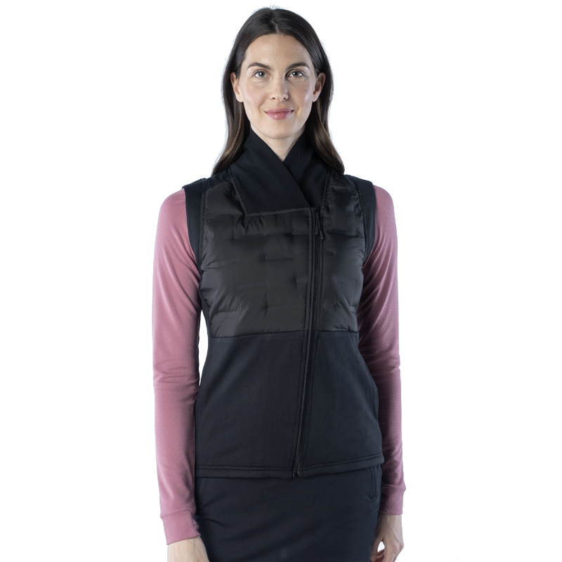 womens black quilted vest