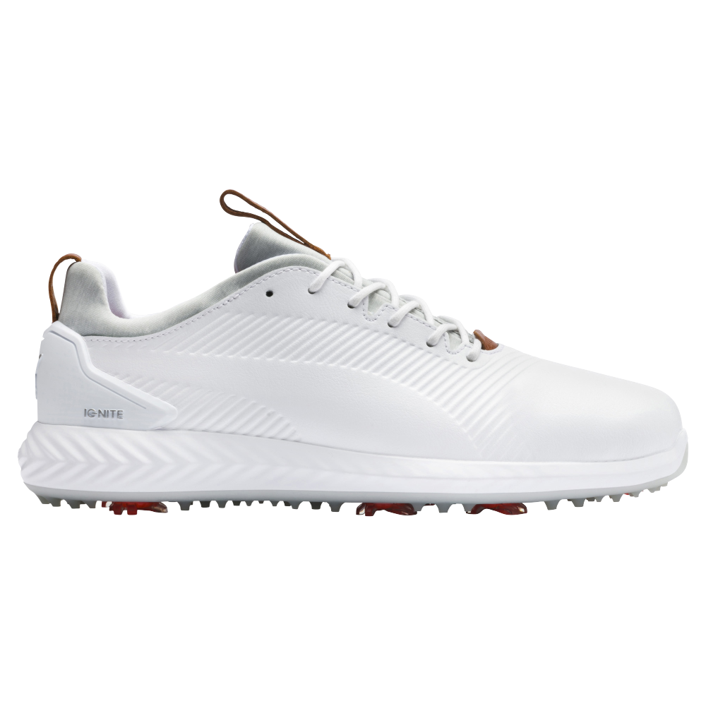white leather golf shoes