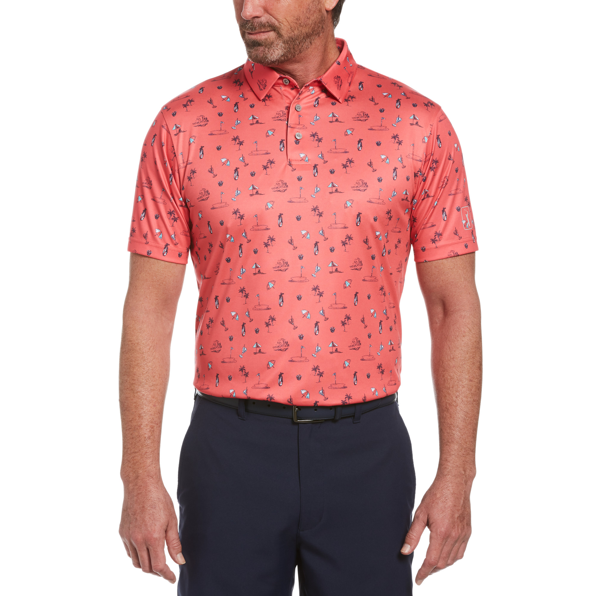 PGA TOUR Mens Short Sleeve Printed Polo Shirt 