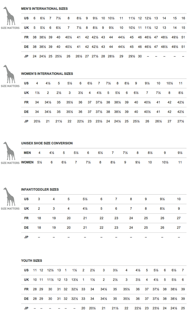 puma womens shoes size chart