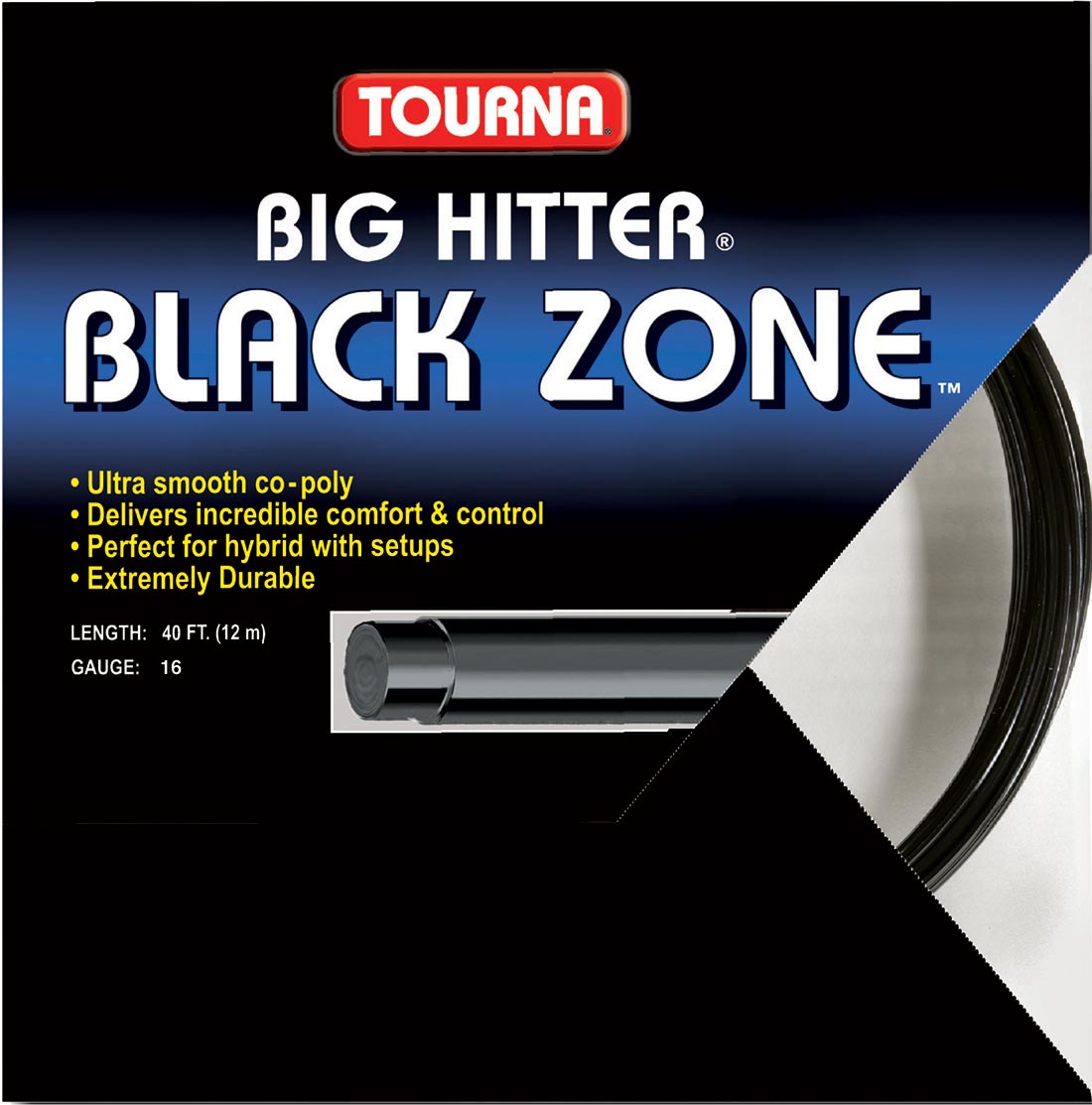 Tourna Black Zone Polyester Tennis String Tourna Black Zone Polyester Tennis String