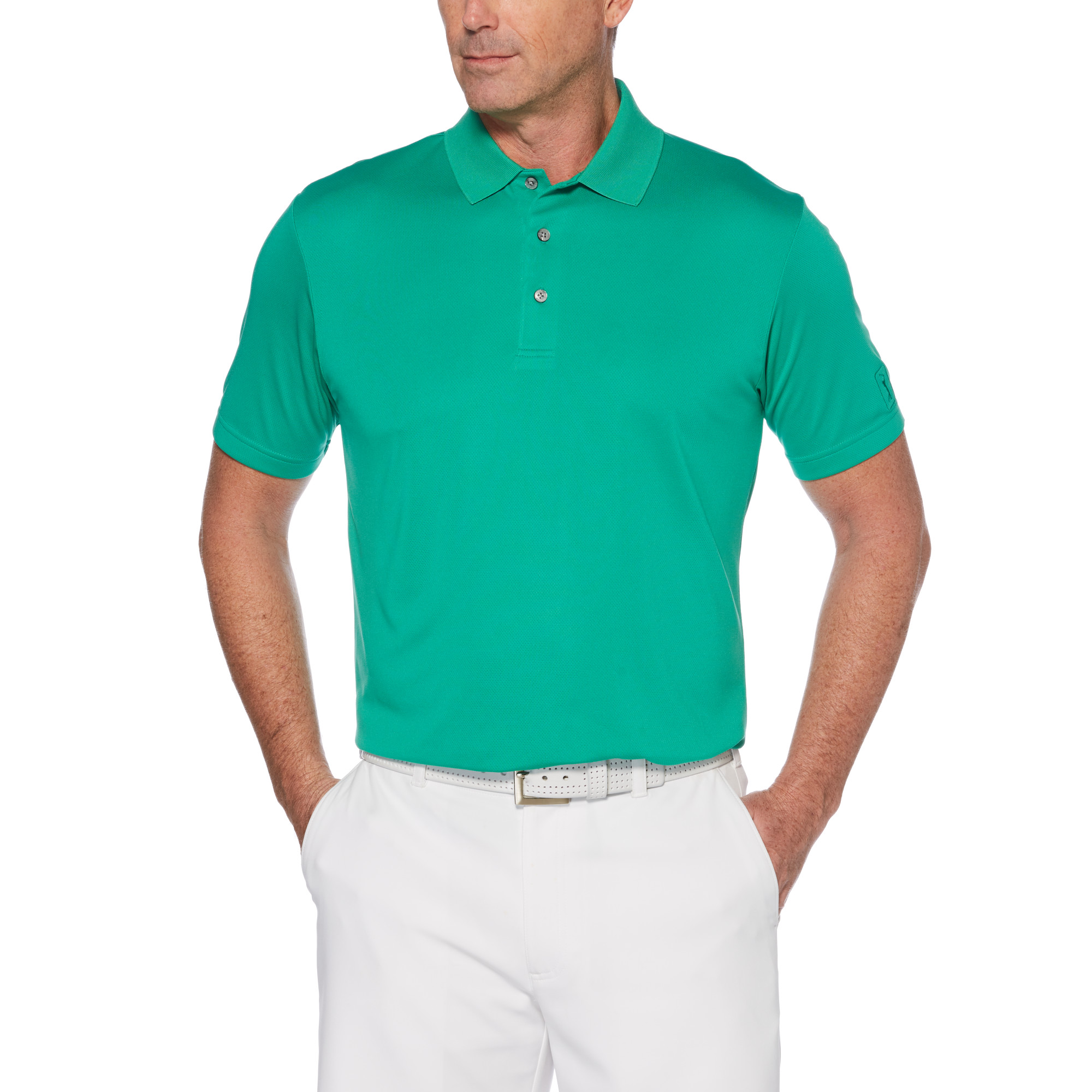 PGA TOUR Mens Airflux Short Sleeve Solid Polo-Shirts 