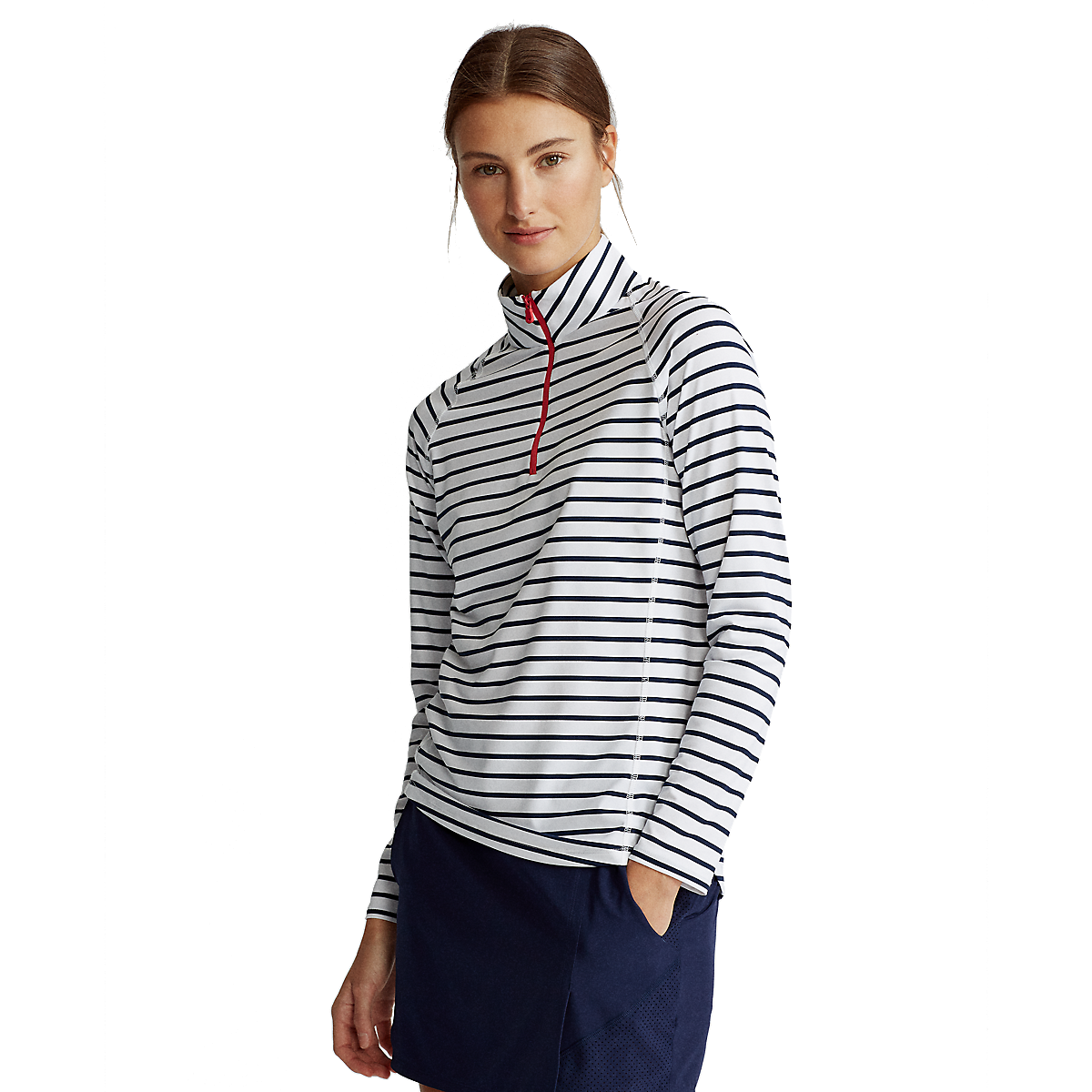 Airflow Striped Long Sleeve Quarter-Zip Pull Over