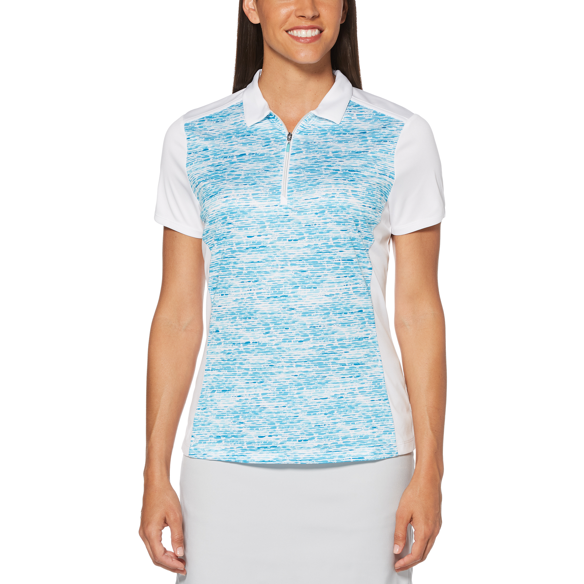 Pga Tour Aqua Group Pebble Beach Print Short Sleeve Polo Golf