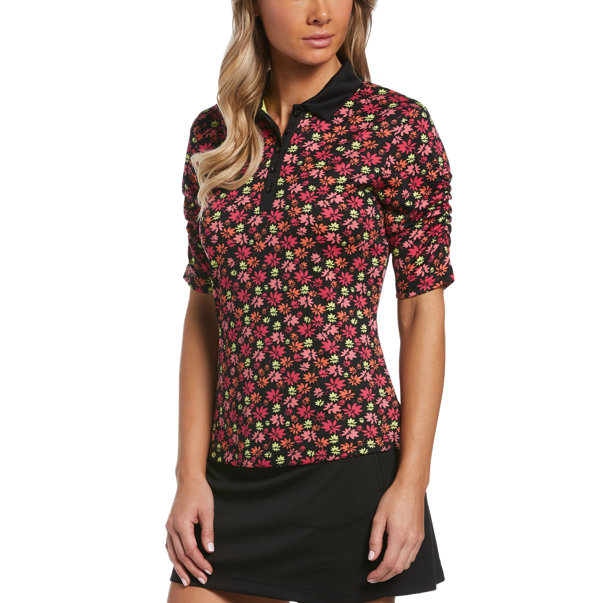Ditsy Floral Collection: Funfetti Floral Print Short Sleeve Golf Polo