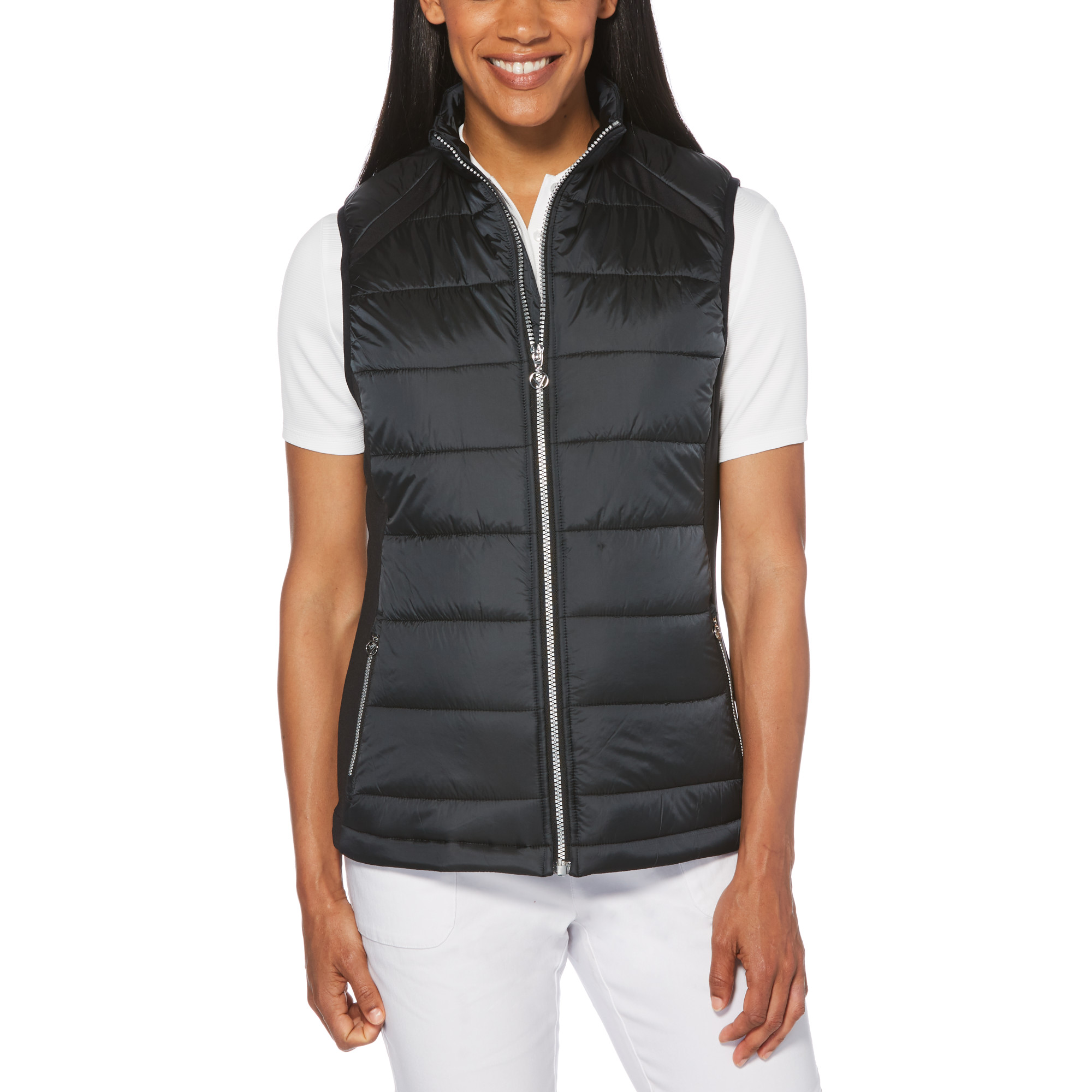 Callaway Womens Performance Mix Media Puffer Vest with Knit Side Panels