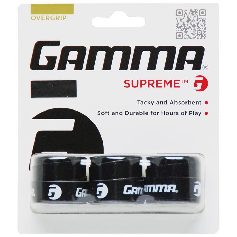 GAMMA Supreme Tennis Overgrip  3 Per Pack Black White 